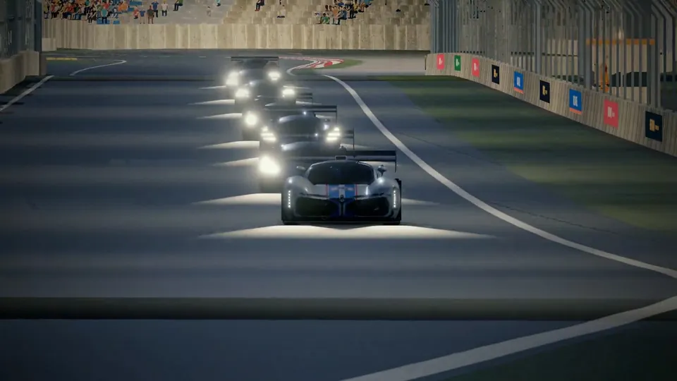 Night falls on a 24-hour race.